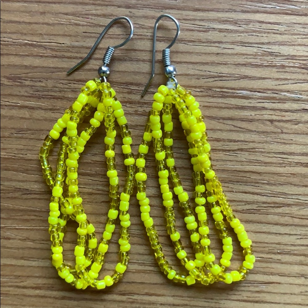 Tribal yellow earrings 6”